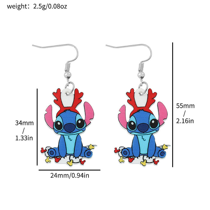 Wholesale Anime Star Stitch Acrylic Earrings Stitch Cartoon Doll Earrings JDC-ES-BS002