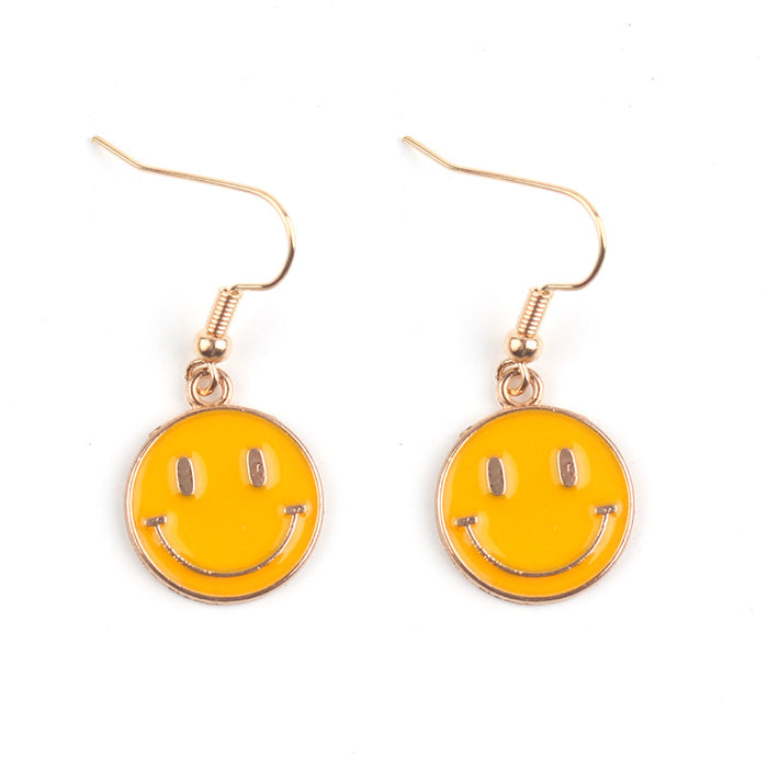 Wholesale Cartoon Smiley Face Alloy Pendant Earrings JDC-ES-FuYu006