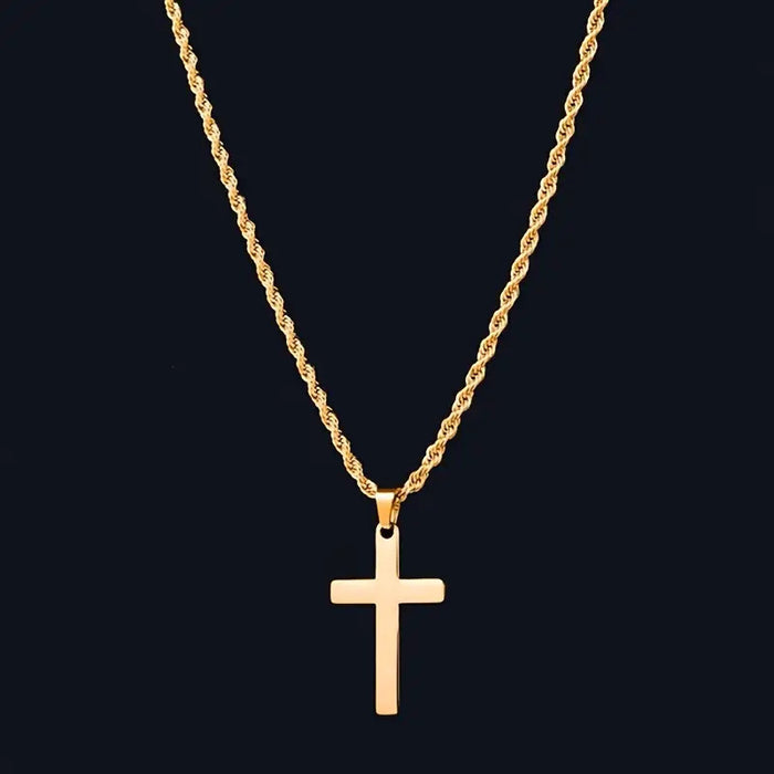 Wholesale Stainless steel smooth cross titanium steel necklace solid color accessories collarbone chain