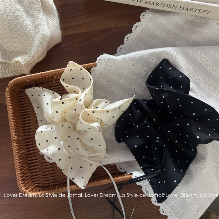 Wholesale Advanced texture polka dot bow square headband ponytail headpiece tie hair accessory