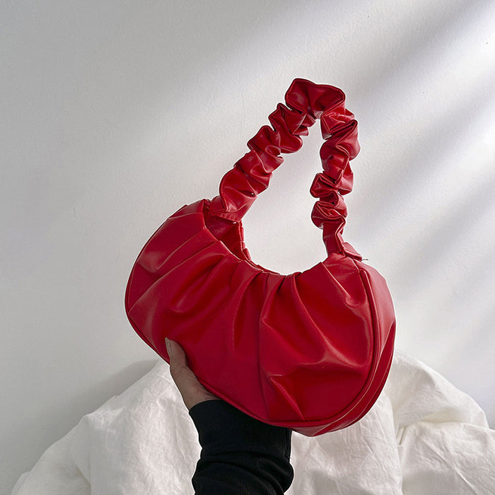 Wholesale New solid color cloud pleated bag, minimalist shoulder bag