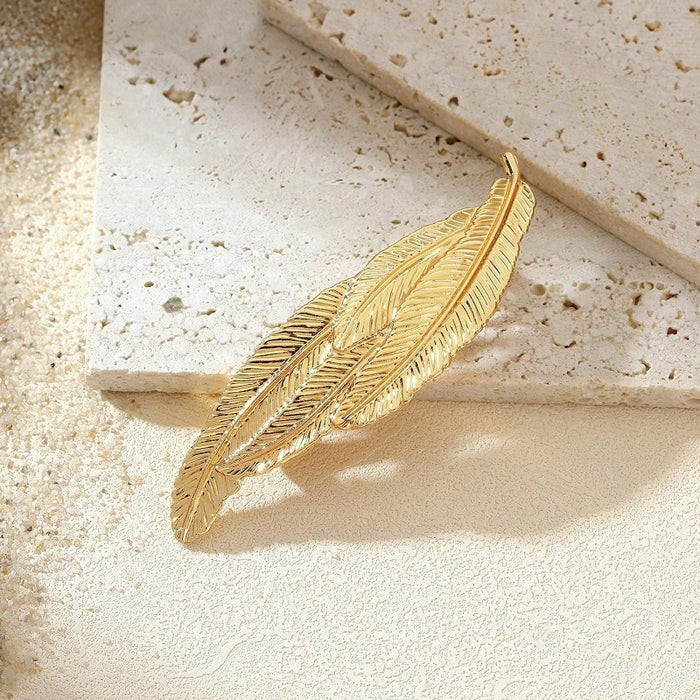 Wholesale hairpin retro metal feather bangs hairpin edge clip leaves texture spring clip hair accessories