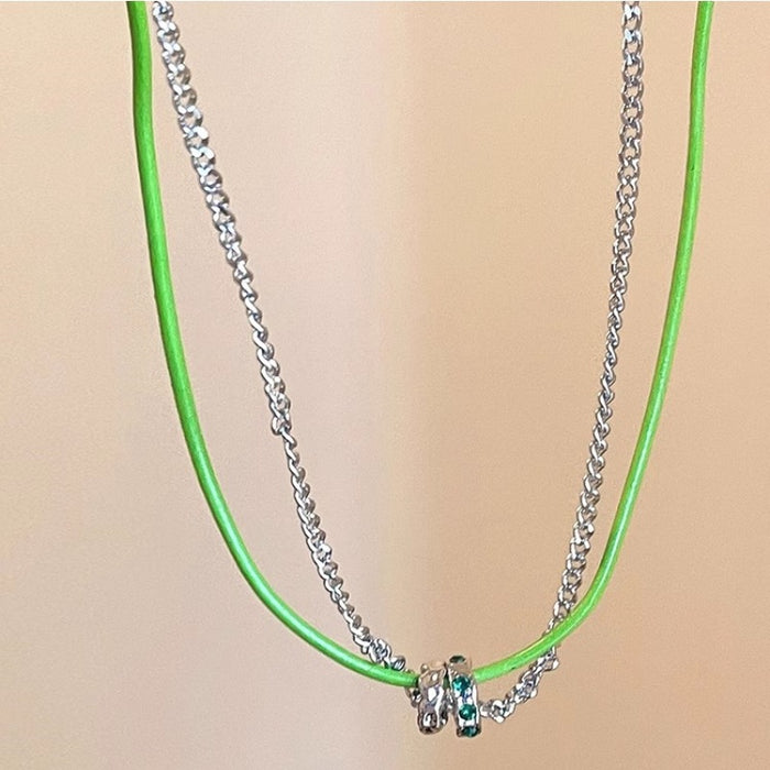 Wholesale Green Double-layer Small Man Waist Necklace