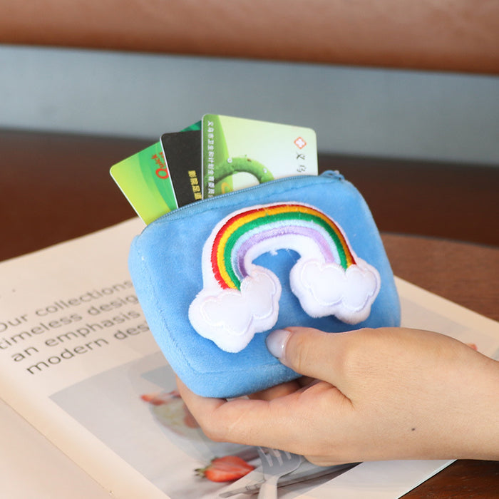 Wholesale New Square Candy Color Rainbow Card Holder Keychain Bag Hanging Women' s Small Wallet Student Mini Storage Bag