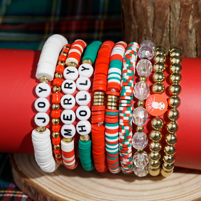 Wholesale Beaded Letter Combination Christmas Bracelet