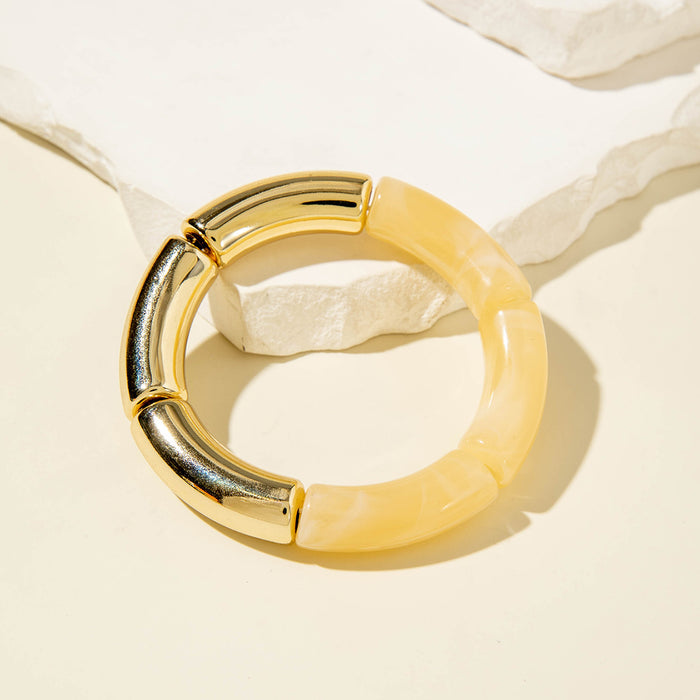 Wholesale Personalized acrylic curved tube bracelet curved bamboo tube halo retro marble bracelet