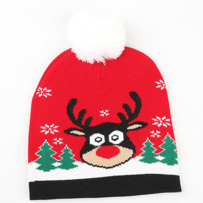 Wholesale Autumn and Winter New Christmas Knitted Jacquard Hat Unisex Warm Pullover Hat with Ball Decorative Cold Hat