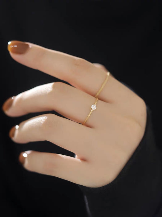 Wholesale flower line ring diamond titanium steel plated 18K gold ring personality simple index finger