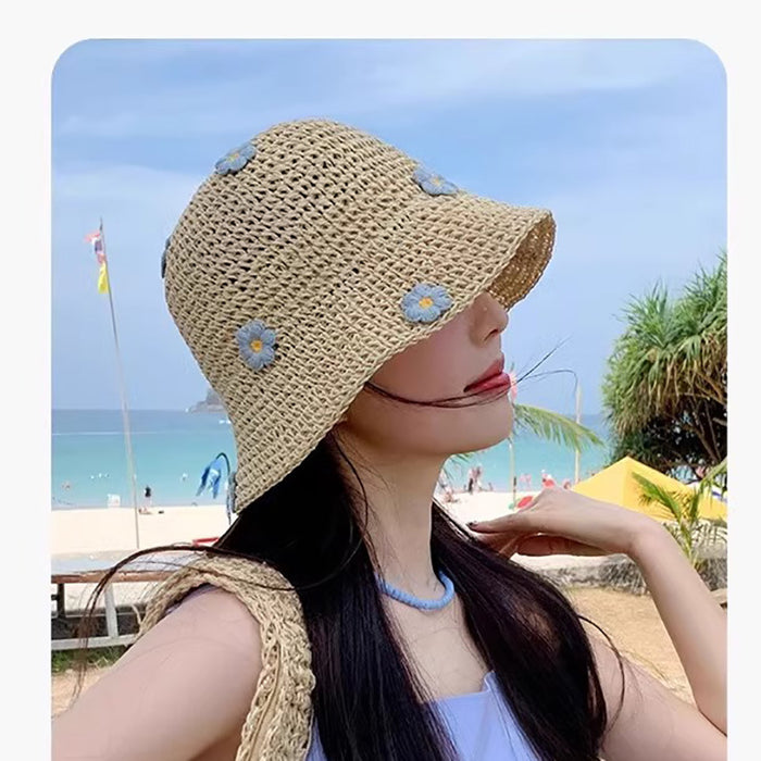 Wholesale Grass hat beach sunshade sun hat straw woven vacation cool hat big brim