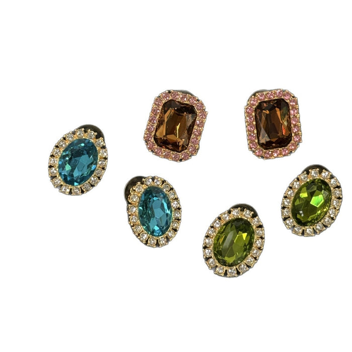 Wholesale Light luxury high-end earrings with a niche design and colorful rhinestone silver needle earrings