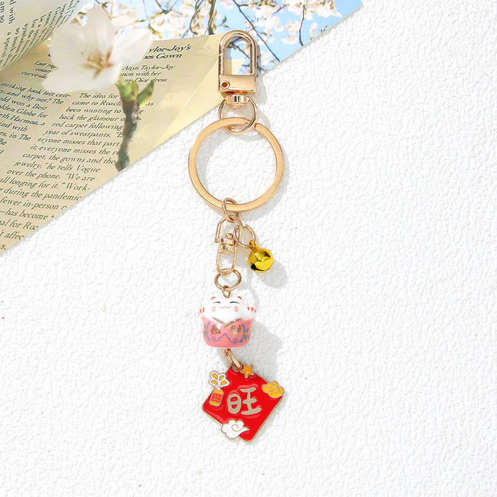 Wholesale China-Chic Lucky Cat Keychain Pendant Zinc Alloy Bag Charm Gift MOQ≥2