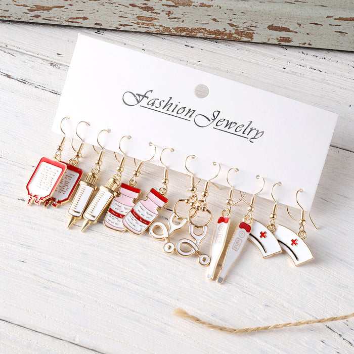 Wholesale Nurse Themed Earring 3 Pairs Set Alloy Electroplated Fashion Accessory Gift