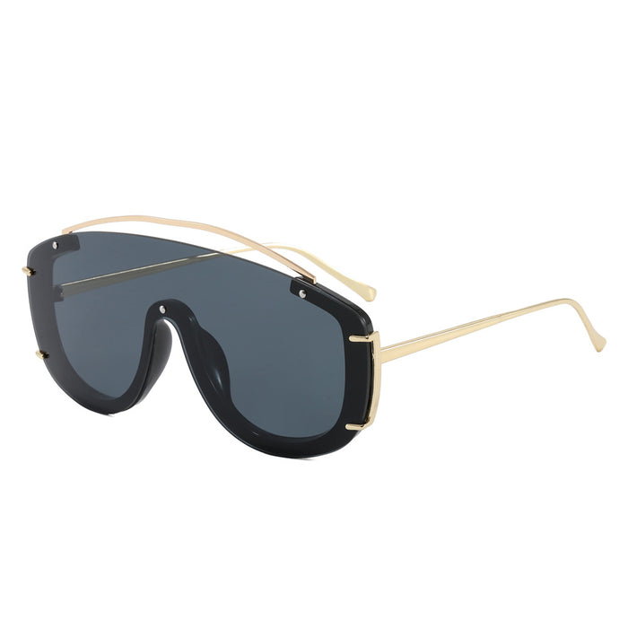 Wholesale Large frame shield shaped fashionable trendy sunglasses beach vacation personalized glasses sunglasses