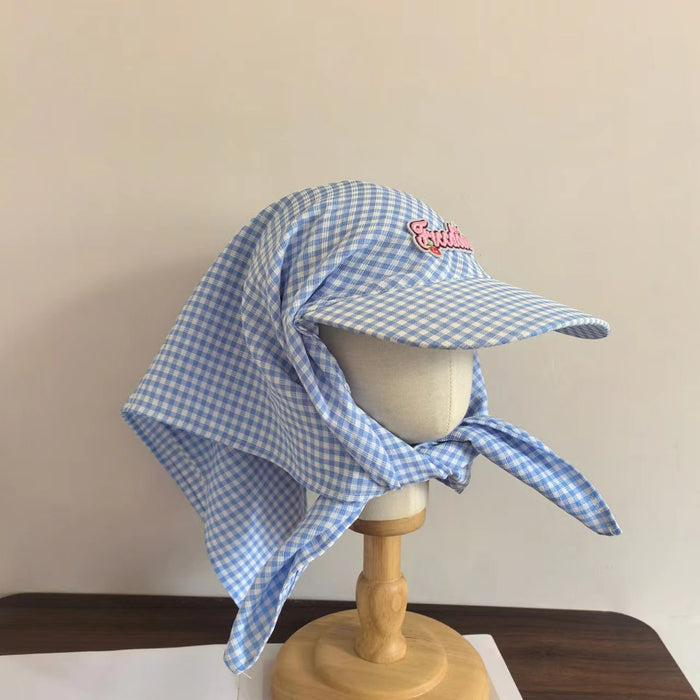 Wholesale Niche quick drying plaid headscarf hat, outdoor sunshade and sun protection baseball cap strap
