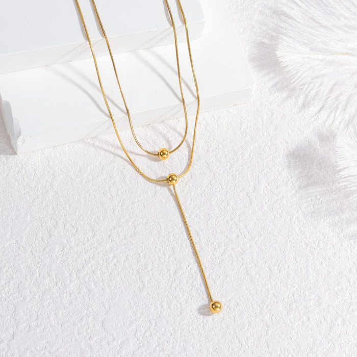 Wholesale 2pcs Luxury layered snake bone chain titanium steel necklace
