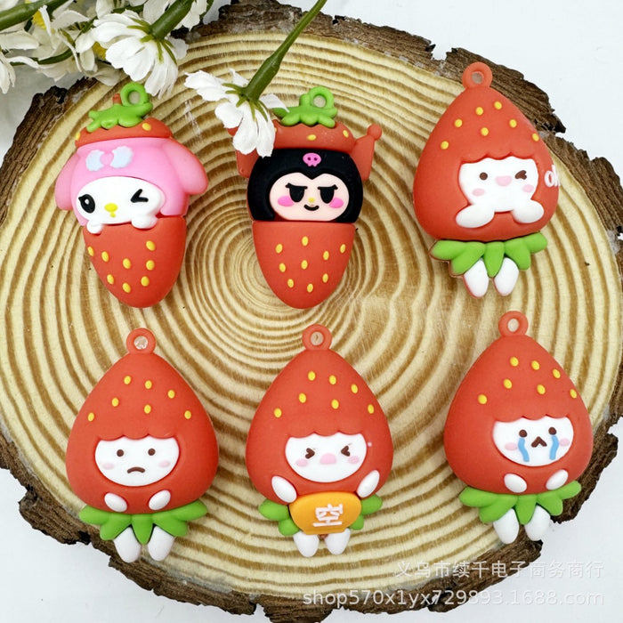 Wholesale Cartoon Strawberry Series Keychain Soft PVC Doll Bag Pendant Exquisite