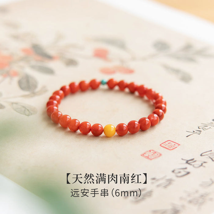 Wholesale Natural Red Agate Bracelet with Small Rice Beads and Multiple Circles