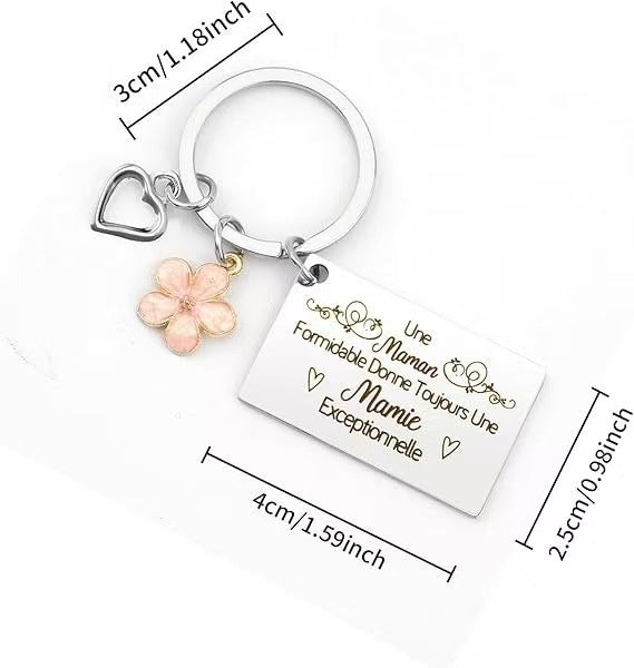 Wholesale Square steel keychain, Father's Day engraved gift, stainless steel card keychain