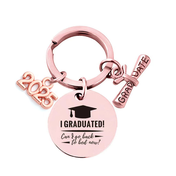 Wholesale Graduation Season Gift Stainless Steel Keychain with Engravable Metal Keychain Backpack Pendant