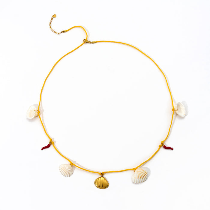 Wholesale Fashionable new beach style stainless steel shell waist chain with sunflower pendant, personalized temperament body chain