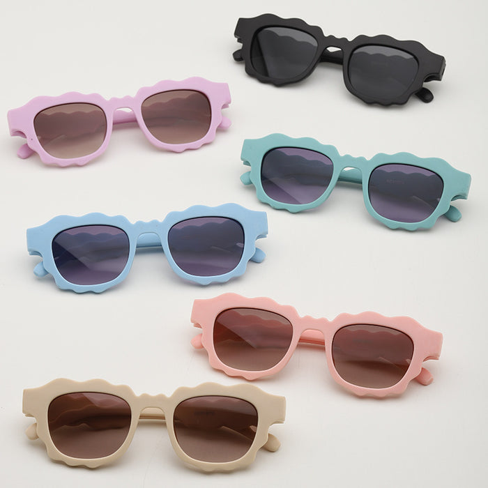 Wholesale Niche wave shaped children's sunglasses, personalized retro glasses, sunglasses