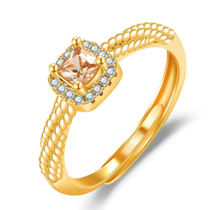 Wholesale Small sugar yellow crystal diamond ring, female niche design, ring accessory