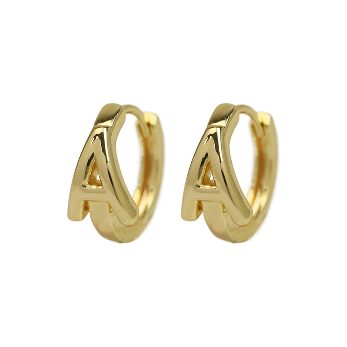 Wholesale  18k gold high-polished brass simple 26 English letters earrings