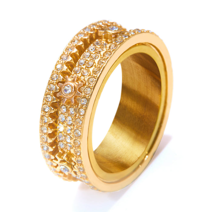 Wholesale gear rotating diamond ring fashion  rotating color diamond ring