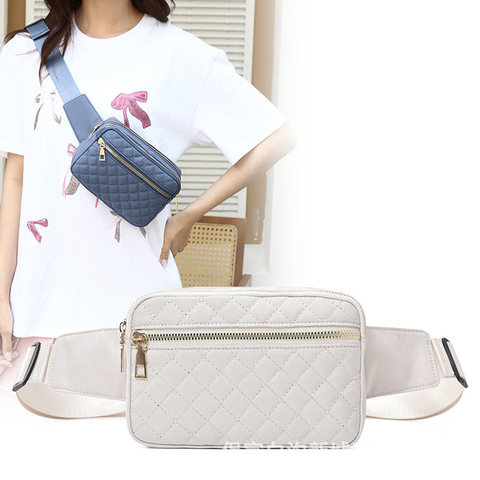 Wholesale Women' s waist bag diamond pattern shoulder crossbody bag casual versatile chest bag