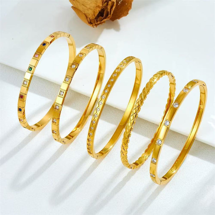 Wholesale Six-pointed Star Buckle Gold Plated Stainless Steel Zirconium Bracelet
