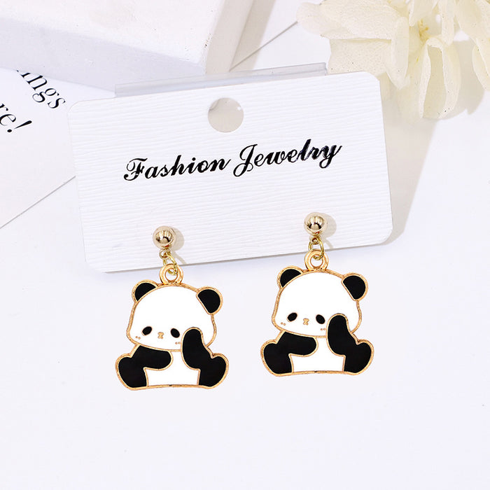 Wholesale Cartoon Panda Ethnic Style Earrings S925 Silver Needle Fashion Accessory Gift MOQ≥2