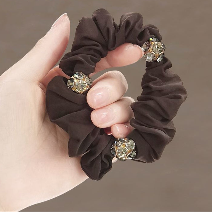 Wholesale High-End Rhinestone Rubber Band Small Intestine Hair Band High Elasticity and Durability Ponytail Versatile Headband