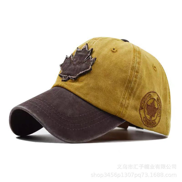 Wholesale Maple Leaf Embroidered Washed Vintage Baseball Cap