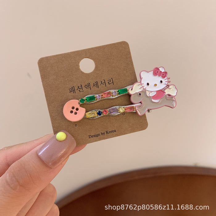 Wholesale Hair Clip Colorfulful Crystal Cat Bangs Side Clip Colorful crystal cat bangs hairpin
