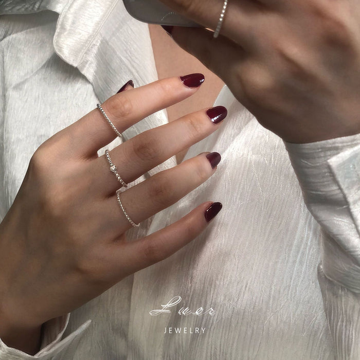 Wholesale Pure silver single diamond round bead opening plain ring with simple temperament