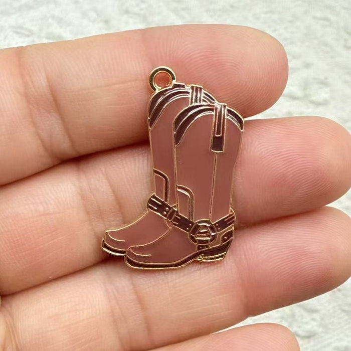 Wholesale 10pcs Western Cowboy Series Metal Drip Oil Hook Earrings,  Boots,  and Hat Earrings