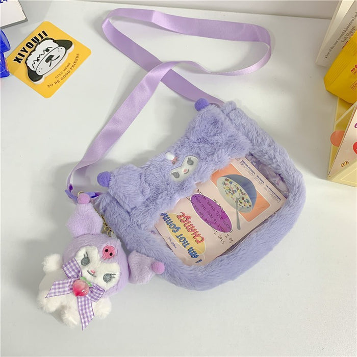 Wholesale Cute transparent PVC cartoon doll crossbody bag, personalized shoulder bag