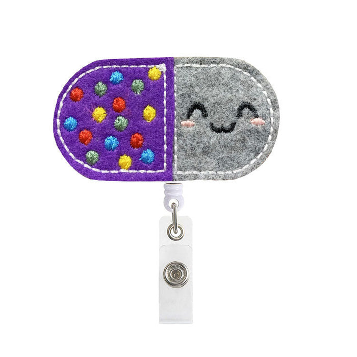 Wholesale Cartoon Felt Embroidery Badge Scroll Retractable Keychain JDC-KC-QiDing012