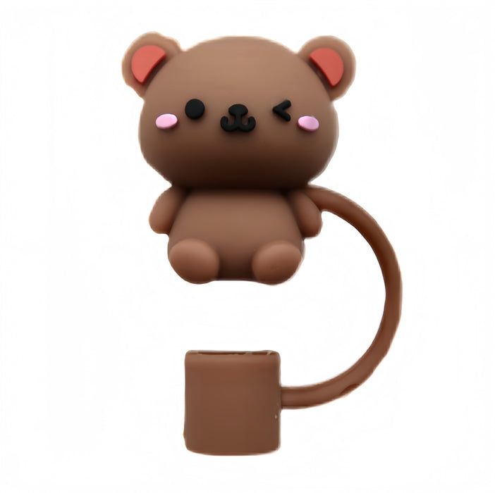 Wholesale Cute animal 3D straw cap, water cup straw cover, dustproof straw decorative cap, reusable straw stopper