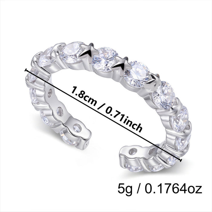 Wholesale Geometric Stackable Ring with Zircon Copper Plated Fashion Jewelry Accessory