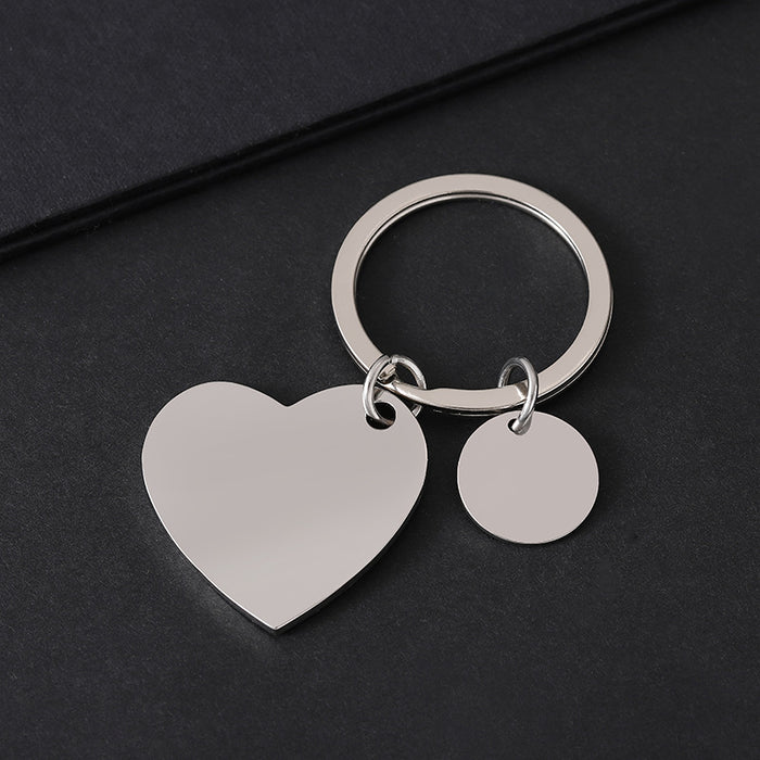 Wholesale Stainless Steel Peach Heart Small Engraved Metal Keychain