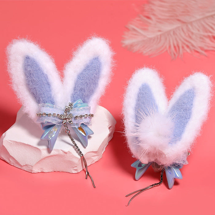 Wholesale DIY Plush Rabbit Ears Beads Chain Tassel Bow Beads JDC-BDS-BLinG013