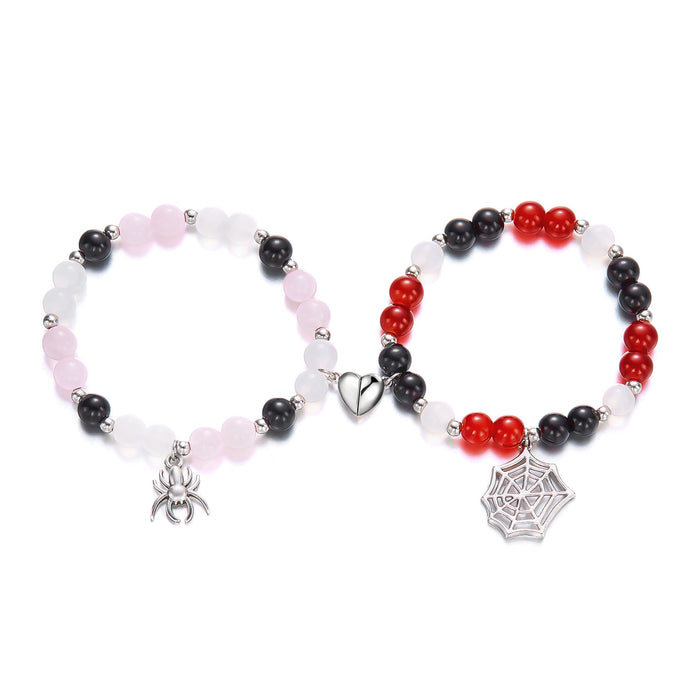 Wholesale   Heart Bracelet Handmade Beaded Adjustable Elasticity Couple Holiday Bracelet