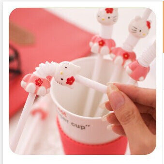 Wholesale 10pcs Cute Cartoon Shape Retractable and Curved Cartoon Straws Pink Drinking Straws
