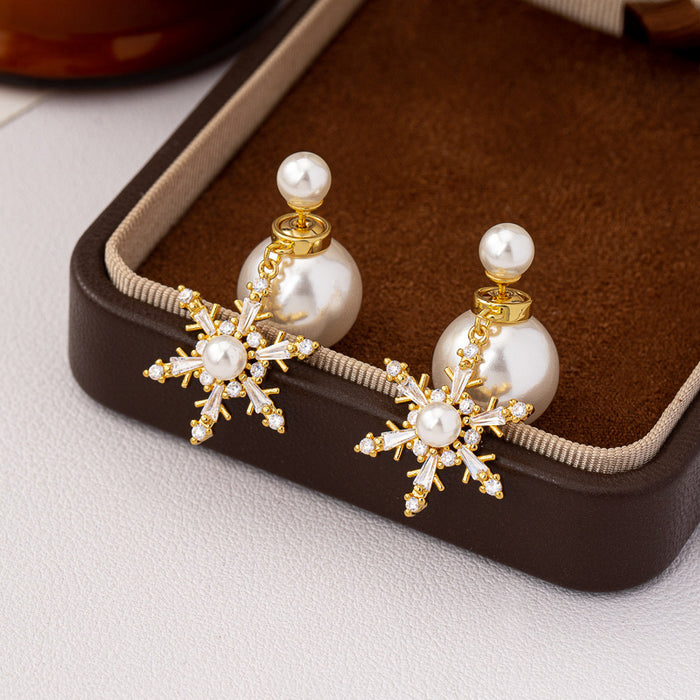 Wholesale Diamond-encrusted pearl earrings