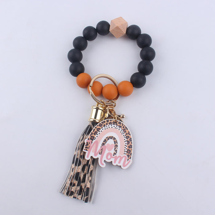 Wholesale Mother's Day Tassel Bracelet Silicone Keychain JDC-KC-GuangTian012
