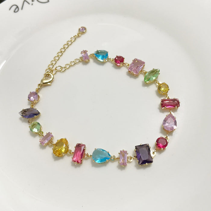 Wholesale bracelet zircon colorful fashion claw necklace women' s rectangular gold bracelet