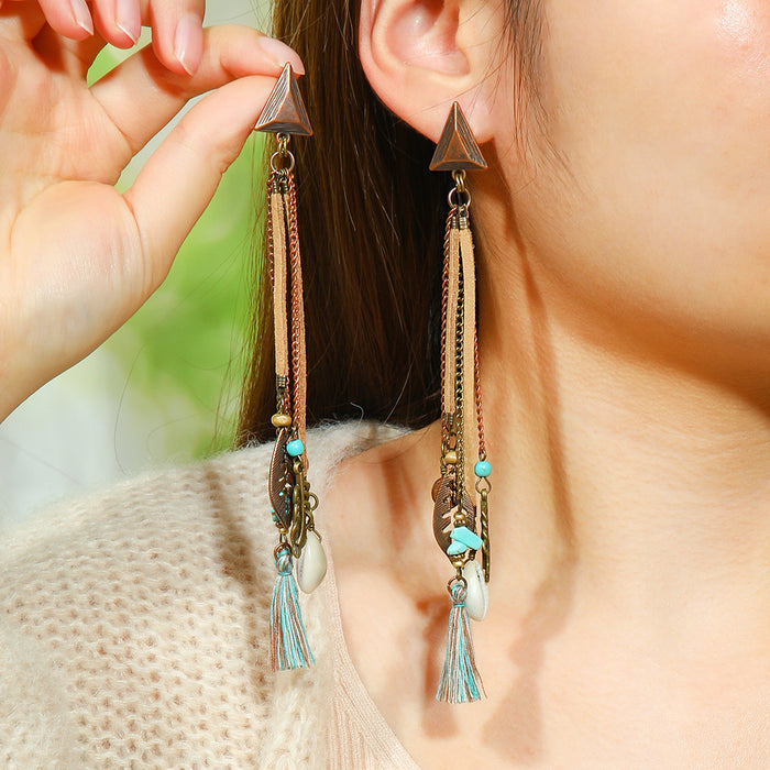 Wholesale Bohemian Retro Tassel Earrings Ethnic Style Zinc Alloy Gift MOQ≥2