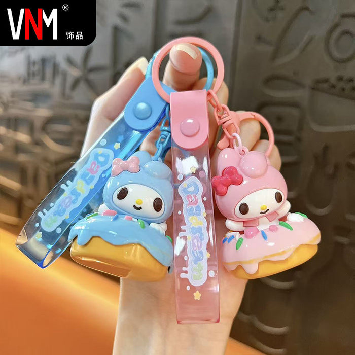 Wholesale Electroplated Cute Donut Keychain