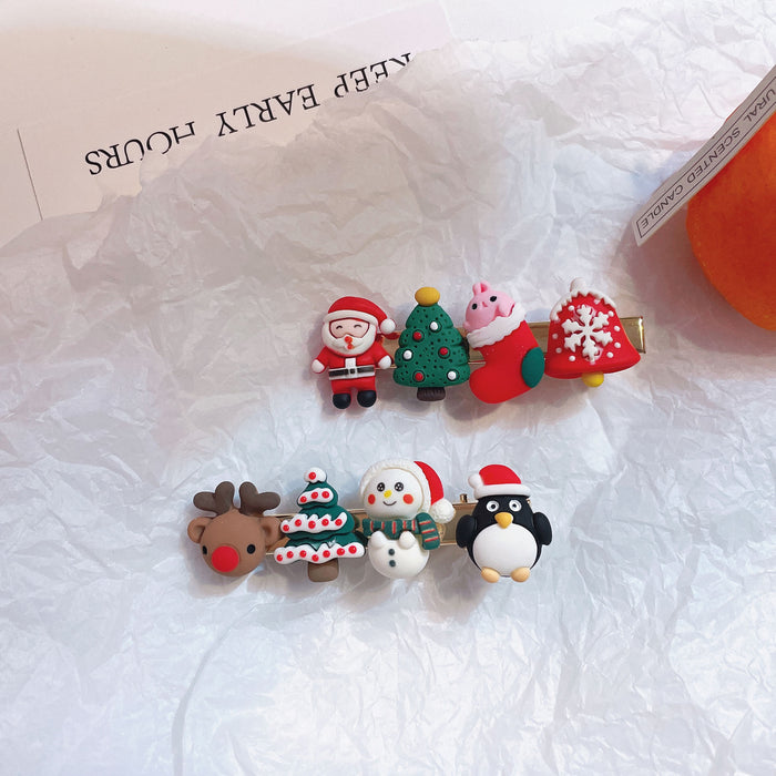 Wholesale Cartoon Christmas Santa Claus Elk Plastic Hairpin JDC-HC-KaLu002